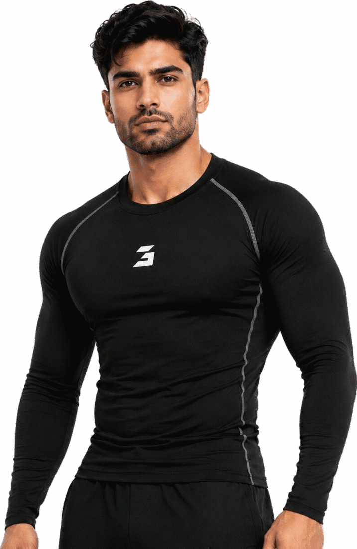 Man wearing the Efito full-sleeve compression performance t-shirt